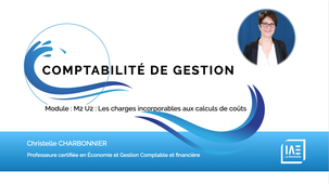 Comptabilité de Gestion-M2 U2 : Les charges incorporables aux calculs de coûts