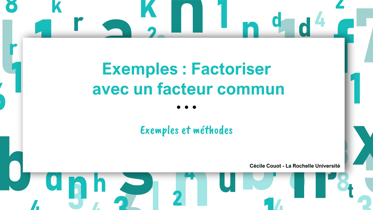 POD - Exemples : Factoriser, Chercher Un Facteur C…