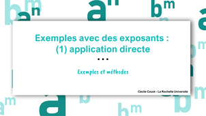 Exemples avec des exposants : (1) application directe