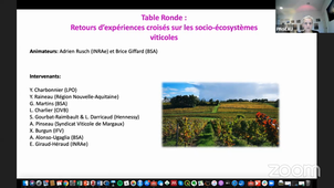 Socio-écosystèmes viticoles - 1res rencontres Biosena