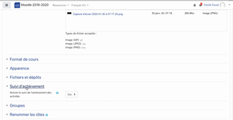 Moodle : Achevement d'activites