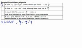 Exercice d'application directe sur les calculs d'incertitude