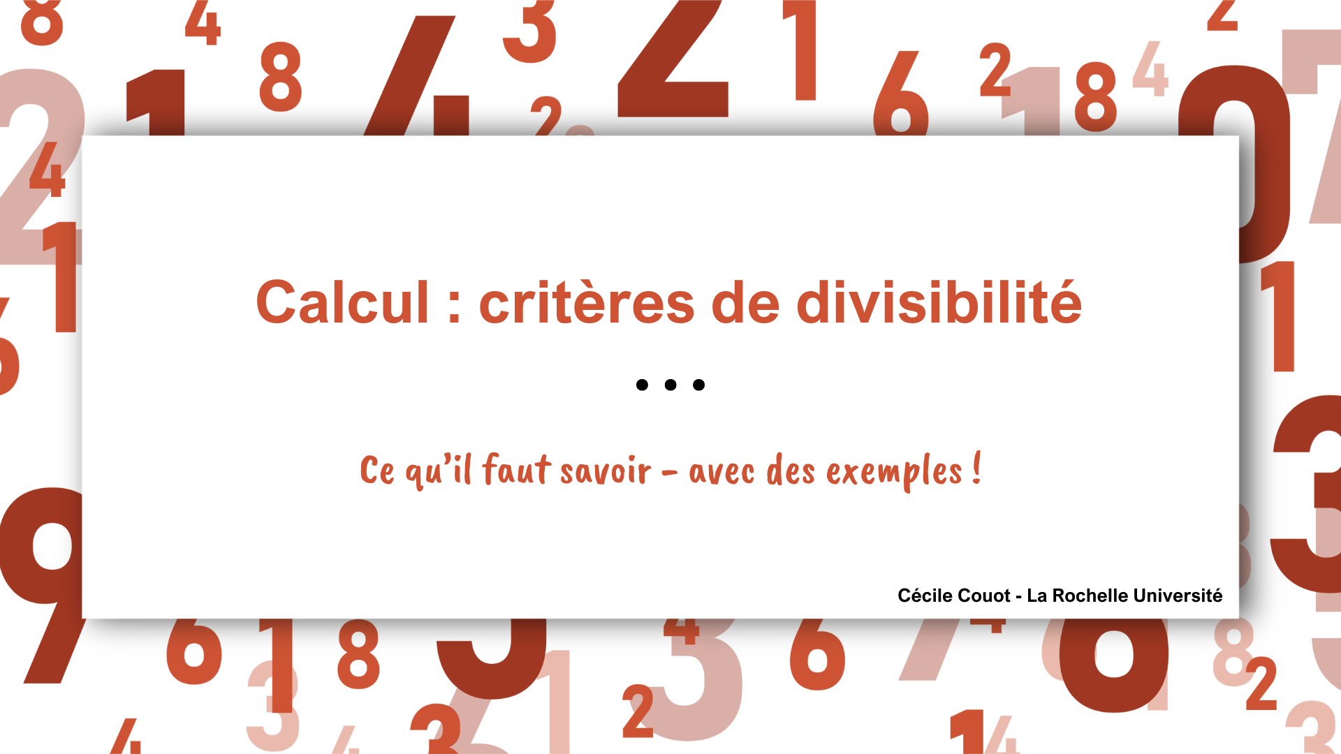 POD - Division : Critères De Divisibilité
